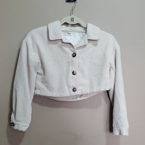 Shein Cream Cropped Corduroy Jacket Size 10 Youth
